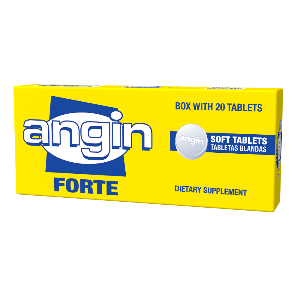 angin Forte Soft Tablets, Box of 20 — dietary supplement with Vitamin C, Zinc, Licorice, Slippery Elm, Ginger